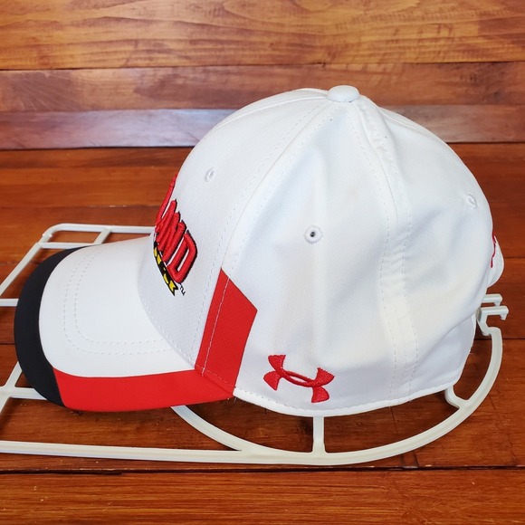 Maryland Terrapins Hat Cap Strapback White‎ Red Under Armour Football - Picture 3 of 6